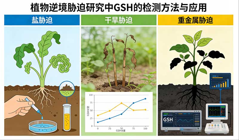 植物逆境胁迫研究中GSH的检测方法与应用：盐胁迫、干旱、重金属胁迫