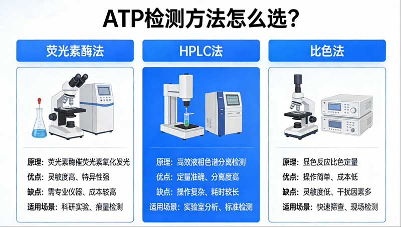 ATP检测方法怎么选？荧光素酶法、HPLC法、比色法全面对比，一篇讲透