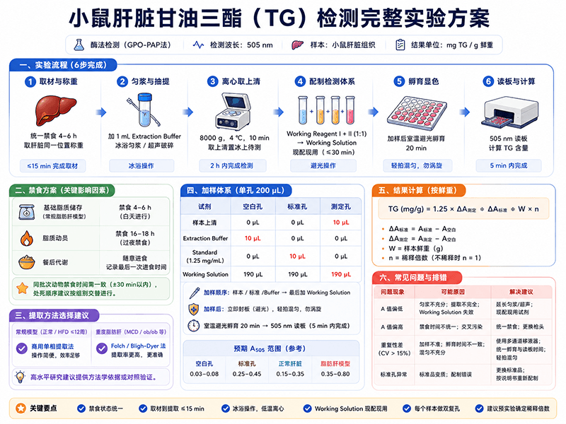 小鼠肝脏TG甘油三酯含量检测完整实验方案（附排错指南）