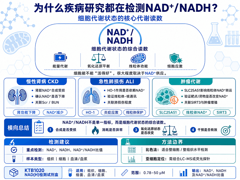 从慢性肾病到肿瘤代谢：为什么越来越多课题把NAD⁺/NADH列为必测指标？