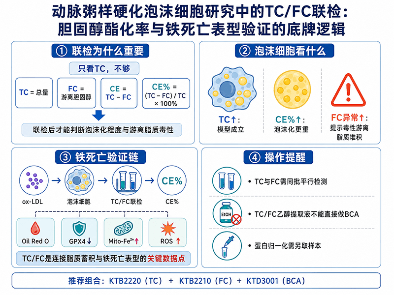 动脉粥样硬化泡沫细胞研究中的TC/FC联检：胆固醇酯化率与铁死亡表型验证的底牌逻辑