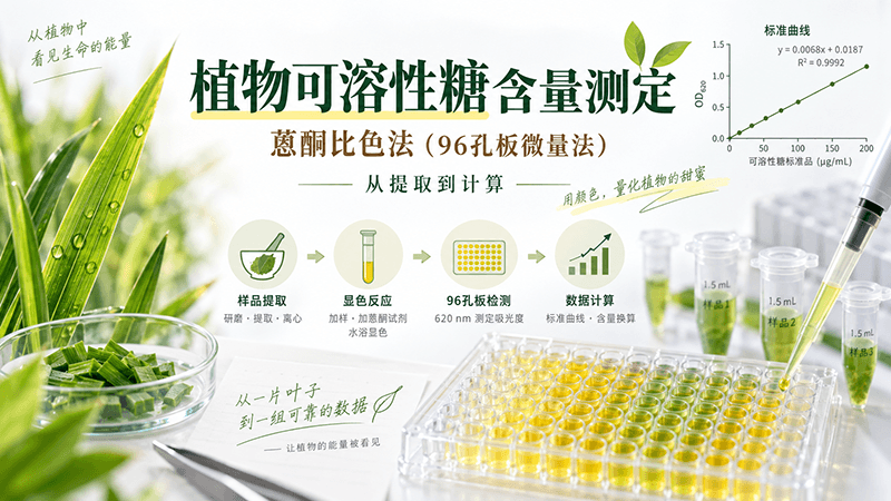 植物可溶性糖含量测定实验方案：蒽酮比色法（96孔板微量法）从提取到计算