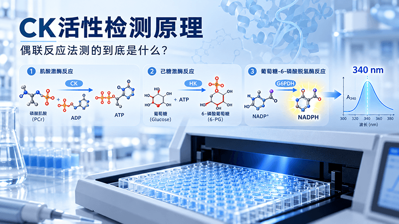 CK肌酸激酶活性检测原理：偶联反应法测的到底是什么？